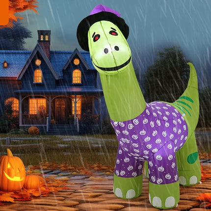 COMIN 6 FT Tall Halloween Dinosaur Skeleton Inflatable for Outdoor Party Decorations LED Yard Garden Blow-Down Lawn Decor