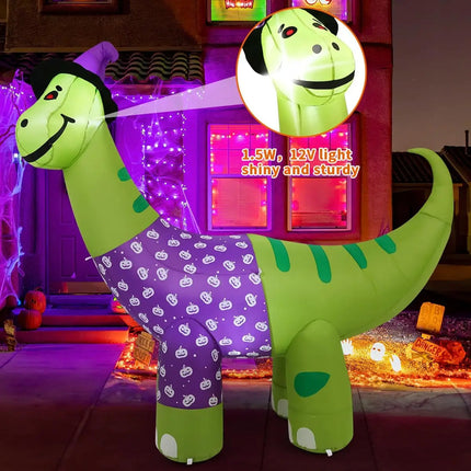 COMIN 6 FT Tall Halloween Dinosaur Skeleton Inflatable for Outdoor Party Decorations LED Yard Garden Blow-Down Lawn Decor