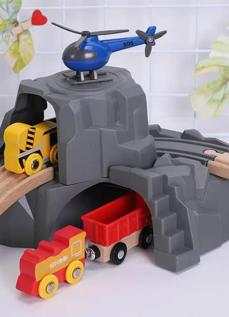 Accessori per binari del treno in legno a doppio tunnel in plastica grigia Accessori per binari a tunnel Giocattoli ferroviari in legno compatibili con binari Thomas Biro - riparo82