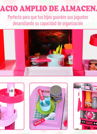 Homcom Set di giocattoli da cucina per bambini di età superiore a 3 anni Gioco di ruolo educativo precoce con 38 accessori inclusi Rosa - riparo82