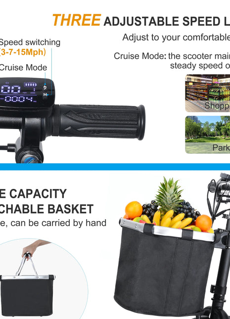 TopMate ES10 Ergonomic 3 Wheels Mobility Scooter Foldable Tricycle Electric for Adults, 350W Lightweight with Removable Battery - riparo82