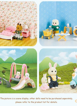 Simulazione Cucina Foresta Famiglia Piccola casa Doppia Villa a tre piani Renna Modello animale Ragazza Casa delle bambole Mobili Regali giocattolo - riparo82