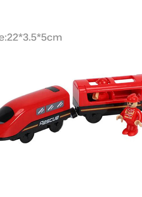 Set di treni elettrici Giocattoli Modello di treno Auto elettrica adatta per ferrovia in legno Pista del treno in legno Regalo di Natale per bambini