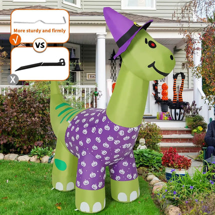 COMIN 6 FT Tall Halloween Dinosaur Skeleton Inflatable for Outdoor Party Decorations LED Yard Garden Blow-Down Lawn Decor
