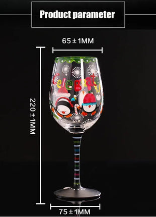 Calice da vino rosso in cristallo Bicchieri colorati Bicchiere da vino Bicchiere da whisky in vetro dipinto a mano artificiale Regalo di Natale - riparo82