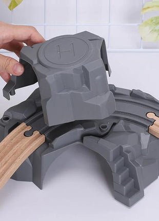 Accessori per binari del treno in legno a doppio tunnel in plastica grigia Accessori per binari a tunnel Giocattoli ferroviari in legno compatibili con binari Thomas Biro - riparo82