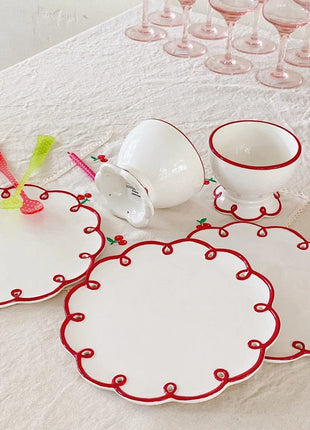 Holaroom piatto in ceramica scavato tazza da tè al latte pratico piatto da pranzo tazza da caffè Dessert piatto da pane stoviglie stoviglie da cucina - riparo82