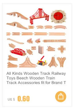 NUOVO Set di binari in legno Pacchetto di espansione per binari in legno di faggio Set di binari ferroviari adatti per tutte le marche Treni Giocattoli per regali per bambini