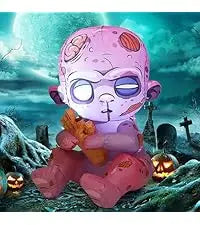 COMIN 6 FT Halloween Outdoor & Indoor Party Decorations Large Black Cat with Moving Head & Built-in LEDs Yard Garden Lawn Decor