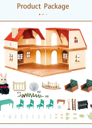 Simulazione Cucina Foresta Famiglia Piccola casa Doppia Villa a tre piani Renna Modello animale Ragazza Casa delle bambole Mobili Regali giocattolo - riparo82