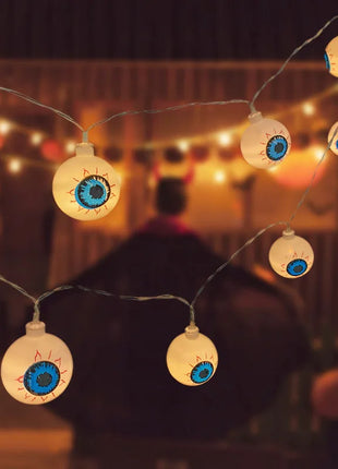 1.5M 10LED Halloween LED Light String Horror Eyeballs Pumpkin Spider Bat Skull Lamp Trick Or Treat Happy Halloween Party Decor - Riparo82