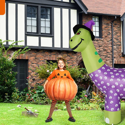 COMIN 6 FT Tall Halloween Dinosaur Skeleton Inflatable for Outdoor Party Decorations LED Yard Garden Blow-Down Lawn Decor