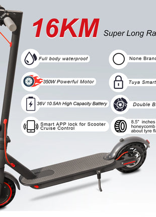 Best Price TUYA App-Controlled Smart Electric Scooter for Adults New Design with Disc Brake Unisex Two-Wheel - riparo82