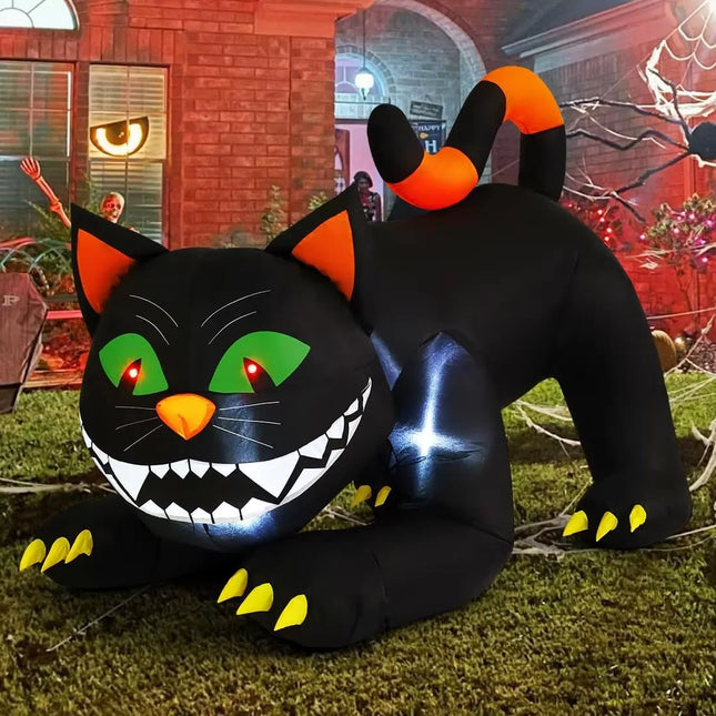 COMIN 6 FT Halloween Outdoor & Indoor Party Decorations Large Black Cat with Moving Head & Built-in LEDs Yard Garden Lawn Decor