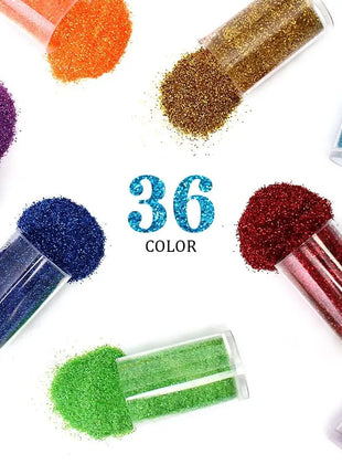 36 Colors Set, Fine Glitter for Resin, Arts and Craft Supplies Glitter, Cosmetic for Body Nail Face Hair Eyeshadow Lip Gloss Mak - Riparo82