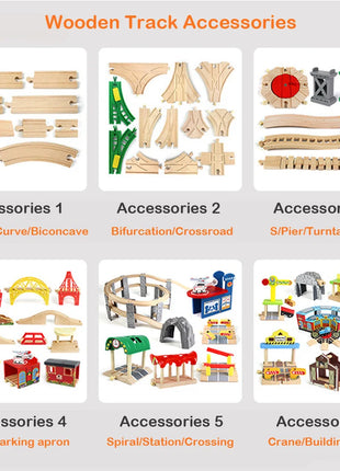 NUOVO Set di binari in legno Pacchetto di espansione per binari in legno di faggio Set di binari ferroviari adatti per tutte le marche Treni Giocattoli per regali per bambini