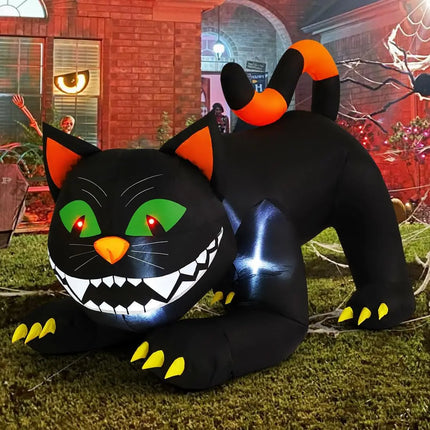 COMIN 6 FT Halloween Outdoor & Indoor Party Decorations Large Black Cat with Moving Head & Built-in LEDs Yard Garden Lawn Decor