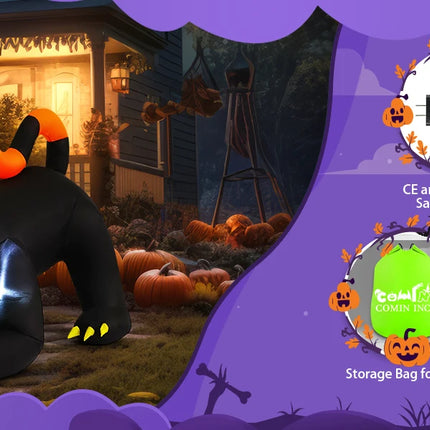 COMIN 6 FT Halloween Outdoor & Indoor Party Decorations Large Black Cat with Moving Head & Built-in LEDs Yard Garden Lawn Decor