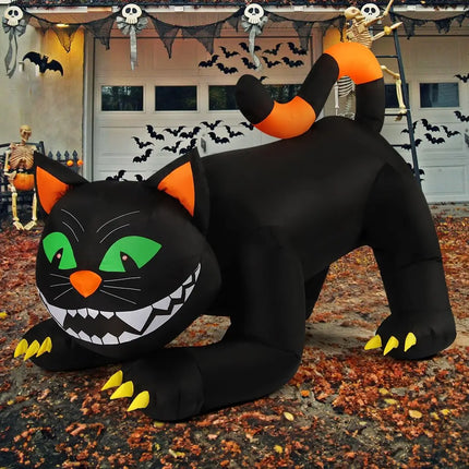 COMIN 6 FT Halloween Outdoor & Indoor Party Decorations Large Black Cat with Moving Head & Built-in LEDs Yard Garden Lawn Decor