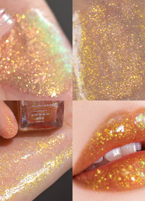 CHARMACY Duochrome Mineral Liquid Lipstick Chameleon Holographic Lip Gloss with Shimmer Aurora Effect Glitter Makeup - Riparo82