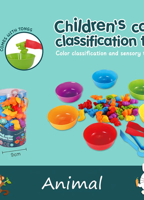 Materiale Montessori Arcobaleno Conteggio Orso Giocattoli matematici Dinosauro animale Ordinamento dei colori Gioco di abbinamento Giocattolo sensoriale educativo per bambini - riparo82