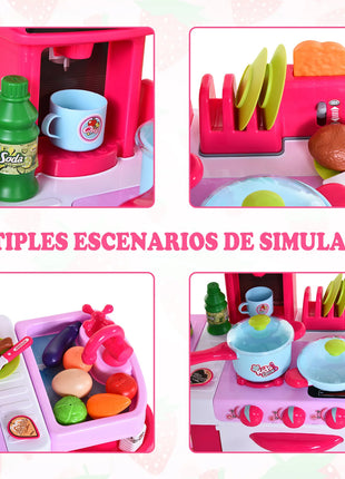 Homcom Set di giocattoli da cucina per bambini di età superiore a 3 anni Gioco di ruolo educativo precoce con 38 accessori inclusi Rosa - riparo82