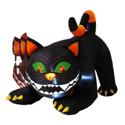 COMIN 6 FT Halloween Outdoor & Indoor Party Decorations Large Black Cat with Moving Head & Built-in LEDs Yard Garden Lawn Decor