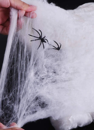 Artificial Spider Web Halloween Decoration Scary Party Scene Props White Stretchy Cobweb Horror House Home Decora Accessories - Riparo82