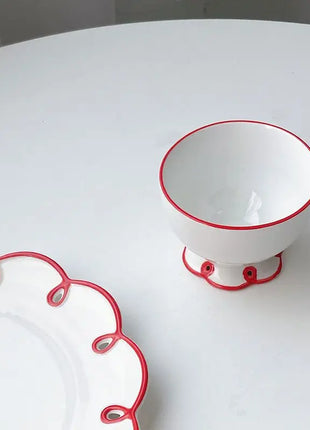 Holaroom piatto in ceramica scavato tazza da tè al latte pratico piatto da pranzo tazza da caffè Dessert piatto da pane stoviglie stoviglie da cucina - riparo82