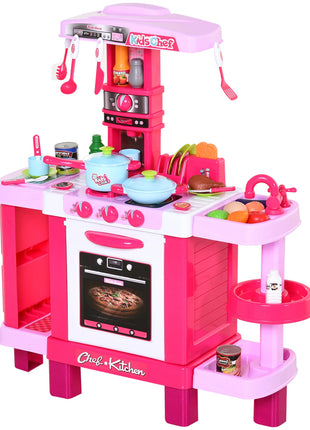Homcom Set di giocattoli da cucina per bambini di età superiore a 3 anni Gioco di ruolo educativo precoce con 38 accessori inclusi Rosa - riparo82