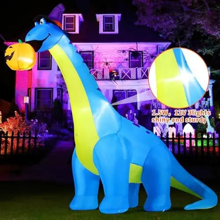COMIN 10 FT Tall Halloween Dinosaurs Eating Pumpkin Outdoor Halloween Inflatables LED Yard Party Decorations Parties Decoration