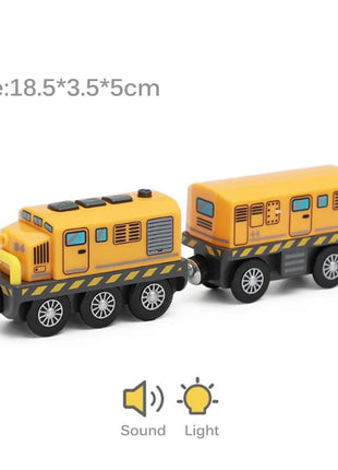 Set di treni elettrici Giocattoli Modello di treno Auto elettrica adatta per ferrovia in legno Pista del treno in legno Regalo di Natale per bambini