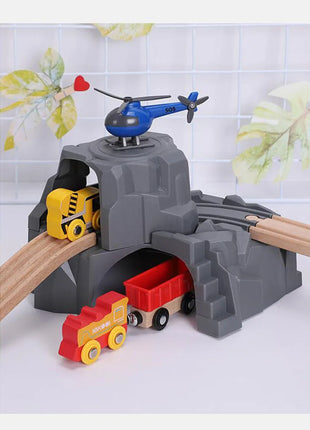 Accessori per binari del treno in legno a doppio tunnel in plastica grigia Accessori per binari a tunnel Giocattoli ferroviari in legno compatibili con binari Thomas Biro - riparo82