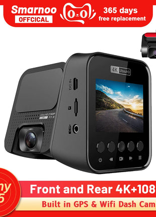 Dash Cam 4K WiFi GPS  Front and Rear View Camera Car DVR  Automatic Recorder 3840*2160P 30FPS Nigth Vision 24H Parking Monitor - Riparo82