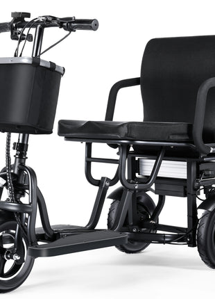 TopMate ES10 Ergonomic 3 Wheels Mobility Scooter Foldable Tricycle Electric for Adults, 350W Lightweight with Removable Battery - riparo82