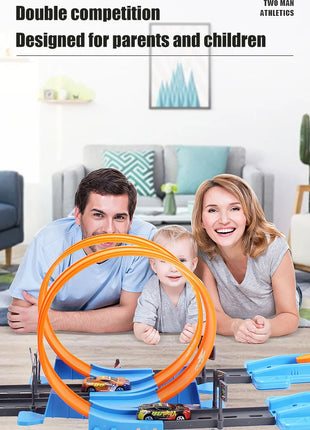 Stunt Speed Doppia competizione Ruote per auto Modello Pista da corsa Kit ferroviari assemblati fai-da-te Veicolo catapulta Ragazzo Giocattoli per bambini Regalo - riparo82