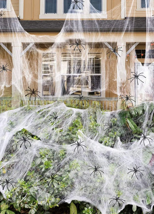 Artificial Spider Web Halloween Decoration Scary Party Scene Props White Stretchy Cobweb Horror House Home Decora Accessories - Riparo82