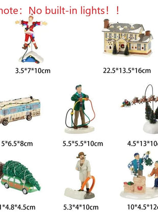 Casa natalizia in resina luminosa Casa per auto di Babbo Natale Decorazione per garage per le vacanze rurali Decorazione per il desktop Statua Regalo di Natale