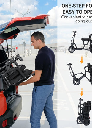 TopMate ES10 Ergonomic 3 Wheels Mobility Scooter Foldable Tricycle Electric for Adults, 350W Lightweight with Removable Battery - riparo82