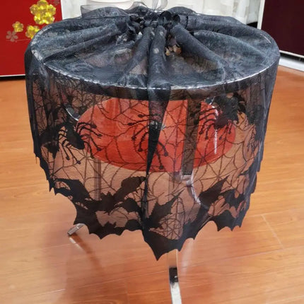 Lampshade Halloween Bat Cobweb Lamp Shade Cover Lace Ribbon Curtain Fireplace Party Decoration Supplies Tools