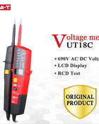 UNI-T Digital Voltmeter UT18C UT18D AC DC Voltage Continunity Tester 690V LCD Display 3 Phase Sequence RCD Electrical Tester - Riparo82