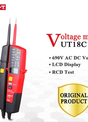 UNI-T Digital Voltmeter UT18C UT18D AC DC Voltage Continunity Tester 690V LCD Display 3 Phase Sequence RCD Electrical Tester - Riparo82