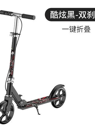 Urban Adult Two-Wheel Foldable Scooter with Large PU Planar Wheel and Hand Brake for Convenient Transportation - riparo82