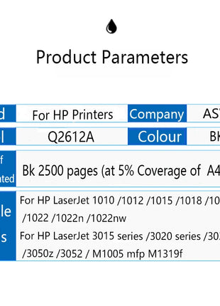 Q2612A q2612 12a 2612 toner cartridge 2612a for HP LaserJet 1010 1012 1015 1020 3015 3020 3030 3050 1018 1022 1022N printer - Riparo82