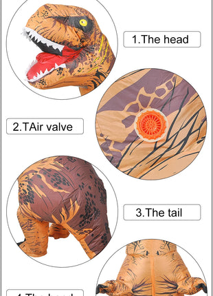T-rex gonfiabile uit Tyrannosaurus Costume da dinosauro bambino bambini adulto gioco di ruolo Fancy Halloween Mascot Party Apparel