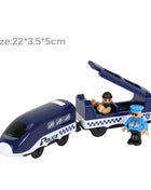 Set di treni elettrici Giocattoli Modello di treno Auto elettrica adatta per ferrovia in legno Pista del treno in legno Regalo di Natale per bambini