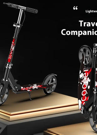 Urban Adult Two-Wheel Foldable Scooter with Large PU Planar Wheel and Hand Brake for Convenient Transportation - riparo82