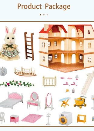 Simulazione Cucina Foresta Famiglia Piccola casa Doppia Villa a tre piani Renna Modello animale Ragazza Casa delle bambole Mobili Regali giocattolo - riparo82