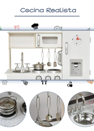 Cucina giocattolo Homcom con contenitori multipli per +3 anni 74X30X81 cm - riparo82