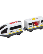 Set di treni elettrici Giocattoli Modello di treno Auto elettrica adatta per ferrovia in legno Pista del treno in legno Regalo di Natale per bambini